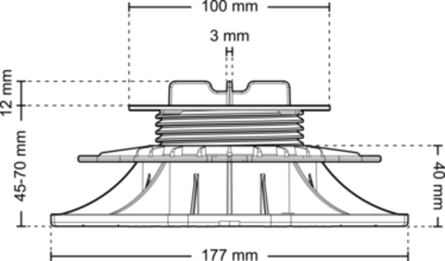 Dimensions sta 045 070 k3 front