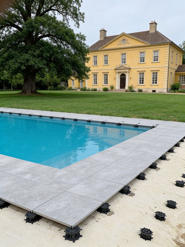 ARCHITEKTURA KRAJOBRAZU: Taras basenowy niskiej wysokości w Sarlat la Canéda