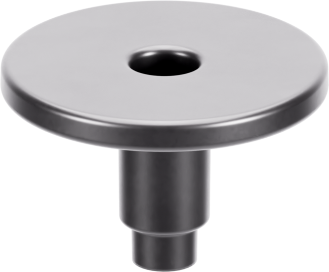 DeckSafe circular drainage plug insert for subfloor deck systems.